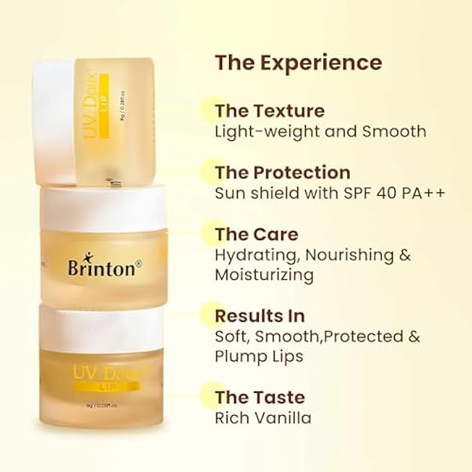 Brinton UV DOUX LIP LIGHTENING BALM WITH SPF 40 PA ++| ENRICHED WITH ALMOND OIL, OLIVE OIL & VITAMIN E | RESTORES NATURAL LIP COLOUR | HYDRATES, PROTECTS, NOURISHES | EXPERT CARE, DERMATOLOGICALLY APPROVED | - Image 4